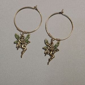 5/20$Gold And Green Fairy Hoop Earrings